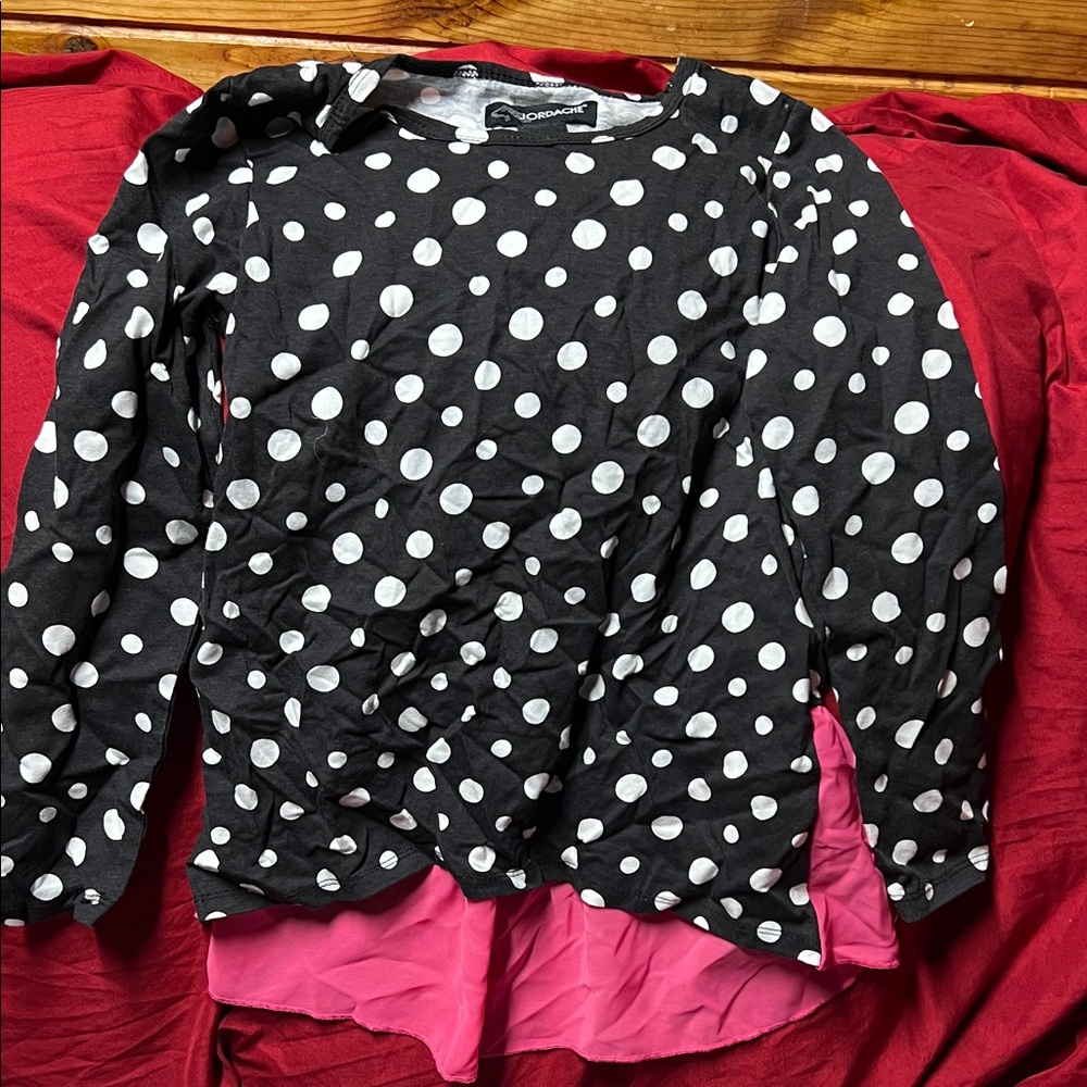 Jordache Black Top with White Dots